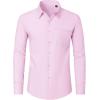 imageJVER Mens Dress Shirts Wrinkle Free Long Sleeve Formal Shirt Solid Business Casual Button Down Shirts for Wedding PromPink