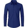 imageJVER Mens Dress Shirts Wrinkle Free Long Sleeve Formal Shirt Solid Business Casual Button Down Shirts for Wedding PromRoyal Blue