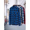 imageJVER Mens Flannel Plaid Shirts Long Sleeve Regular Fit Casual Button Down Checkered Buffalo Plaid Shirt for Fall WinterBlue Black