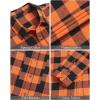 imageJVER Mens Flannel Plaid Shirts Long Sleeve Regular Fit Casual Button Down Checkered Buffalo Plaid Shirt for Fall WinterOrange Black
