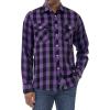 imageJVER Mens Flannel Plaid Shirts Long Sleeve Regular Fit Casual Button Down Checkered Buffalo Plaid Shirt for Fall WinterPurple Black