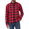 imageJVER Mens Flannel Plaid Shirts Long Sleeve Regular Fit Casual Button Down Checkered Buffalo Plaid Shirt for Fall WinterRed Black
