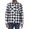 imageJVER Mens Flannel Plaid Shirts Long Sleeve Regular Fit Casual Button Down Checkered Buffalo Plaid Shirt for Fall WinterWhite Black