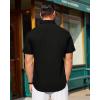 imageJVER Mens Short Sleeve Button Down Shirt Stretch Business Casual Dress Shirts Solid Summer Wedding Prom TopsBlack