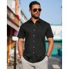 imageJVER Mens Short Sleeve Button Down Shirt Stretch Business Casual Dress Shirts Solid Summer Wedding Prom TopsBlack
