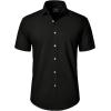 imageJVER Mens Short Sleeve Button Down Shirt Stretch Business Casual Dress Shirts Solid Summer Wedding Prom TopsBlack