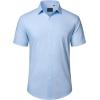 imageJVER Mens Short Sleeve Button Down Shirt Stretch Business Casual Dress Shirts Solid Summer Wedding Prom TopsBlue