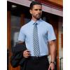 imageJVER Mens Short Sleeve Button Down Shirt Stretch Business Casual Dress Shirts Solid Summer Wedding Prom TopsBlue