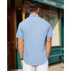 imageJVER Mens Short Sleeve Button Down Shirt Stretch Business Casual Dress Shirts Solid Summer Wedding Prom TopsBlue