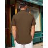 imageJVER Mens Short Sleeve Button Down Shirt Stretch Business Casual Dress Shirts Solid Summer Wedding Prom TopsBrown