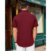 imageJVER Mens Short Sleeve Button Down Shirt Stretch Business Casual Dress Shirts Solid Summer Wedding Prom TopsBurgundy