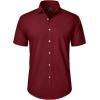 imageJVER Mens Short Sleeve Button Down Shirt Stretch Business Casual Dress Shirts Solid Summer Wedding Prom TopsBurgundy