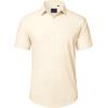 imageJVER Mens Short Sleeve Button Down Shirt Stretch Business Casual Dress Shirts Solid Summer Wedding Prom TopsCream Ivory