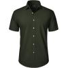 imageJVER Mens Short Sleeve Button Down Shirt Stretch Business Casual Dress Shirts Solid Summer Wedding Prom TopsDark Green