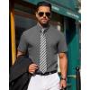 imageJVER Mens Short Sleeve Button Down Shirt Stretch Business Casual Dress Shirts Solid Summer Wedding Prom TopsDark Grey