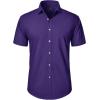 imageJVER Mens Short Sleeve Button Down Shirt Stretch Business Casual Dress Shirts Solid Summer Wedding Prom TopsDark Purple