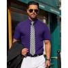 imageJVER Mens Short Sleeve Button Down Shirt Stretch Business Casual Dress Shirts Solid Summer Wedding Prom TopsDark Purple
