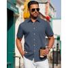 imageJVER Mens Short Sleeve Button Down Shirt Stretch Business Casual Dress Shirts Solid Summer Wedding Prom TopsGrayish Blue