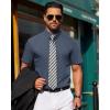 imageJVER Mens Short Sleeve Button Down Shirt Stretch Business Casual Dress Shirts Solid Summer Wedding Prom TopsGrayish Blue