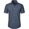 imageJVER Mens Short Sleeve Button Down Shirt Stretch Business Casual Dress Shirts Solid Summer Wedding Prom TopsGrayish Blue