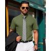 imageJVER Mens Short Sleeve Button Down Shirt Stretch Business Casual Dress Shirts Solid Summer Wedding Prom TopsGreen