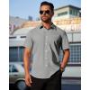 imageJVER Mens Short Sleeve Button Down Shirt Stretch Business Casual Dress Shirts Solid Summer Wedding Prom TopsLight Grey