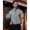 imageJVER Mens Short Sleeve Button Down Shirt Stretch Business Casual Dress Shirts Solid Summer Wedding Prom TopsLight Grey