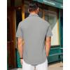 imageJVER Mens Short Sleeve Button Down Shirt Stretch Business Casual Dress Shirts Solid Summer Wedding Prom TopsLight Grey