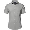 imageJVER Mens Short Sleeve Button Down Shirt Stretch Business Casual Dress Shirts Solid Summer Wedding Prom TopsLight Grey