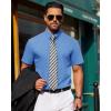 imageJVER Mens Short Sleeve Button Down Shirt Stretch Business Casual Dress Shirts Solid Summer Wedding Prom TopsMisty Blue