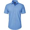 imageJVER Mens Short Sleeve Button Down Shirt Stretch Business Casual Dress Shirts Solid Summer Wedding Prom TopsMisty Blue