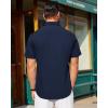 imageJVER Mens Short Sleeve Button Down Shirt Stretch Business Casual Dress Shirts Solid Summer Wedding Prom TopsNavy Blue
