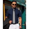 imageJVER Mens Short Sleeve Button Down Shirt Stretch Business Casual Dress Shirts Solid Summer Wedding Prom TopsNavy Blue
