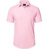 imageJVER Mens Short Sleeve Button Down Shirt Stretch Business Casual Dress Shirts Solid Summer Wedding Prom TopsPink