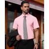 imageJVER Mens Short Sleeve Button Down Shirt Stretch Business Casual Dress Shirts Solid Summer Wedding Prom TopsPink