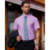 imageJVER Mens Short Sleeve Button Down Shirt Stretch Business Casual Dress Shirts Solid Summer Wedding Prom TopsPurple