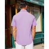 imageJVER Mens Short Sleeve Button Down Shirt Stretch Business Casual Dress Shirts Solid Summer Wedding Prom TopsPurple