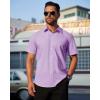imageJVER Mens Short Sleeve Button Down Shirt Stretch Business Casual Dress Shirts Solid Summer Wedding Prom TopsPurple