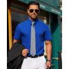 imageJVER Mens Short Sleeve Button Down Shirt Stretch Business Casual Dress Shirts Solid Summer Wedding Prom TopsRoyal Blue