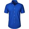 imageJVER Mens Short Sleeve Button Down Shirt Stretch Business Casual Dress Shirts Solid Summer Wedding Prom TopsRoyal Blue