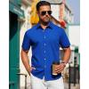 imageJVER Mens Short Sleeve Button Down Shirt Stretch Business Casual Dress Shirts Solid Summer Wedding Prom TopsRoyal Blue