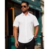 imageJVER Mens Short Sleeve Button Down Shirt Stretch Business Casual Dress Shirts Solid Summer Wedding Prom TopsWhite
