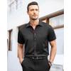 imageJVER Mens Short Sleeve Dress Shirts with Pocket Casual Button Down Shirt WrinkleFree Stretch Business ShirtsBlack Red