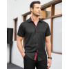 imageJVER Mens Short Sleeve Dress Shirts with Pocket Casual Button Down Shirt WrinkleFree Stretch Business ShirtsBlack Red