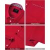 imageJVER Mens Short Sleeve Dress Shirts with Pocket Casual Button Down Shirt WrinkleFree Stretch Business ShirtsRed Style