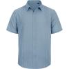 imageMens Linen Shirts Short Sleeve Button Down Shirt Casual Cuban Guayabera Lightweight Summer Beach Solid TopsAiry Blue