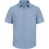 imageMens Linen Shirts Short Sleeve Button Down Shirt Casual Cuban Guayabera Lightweight Summer Beach Solid TopsAiry Blue