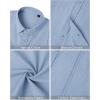 imageMens Linen Shirts Short Sleeve Button Down Shirt Casual Cuban Guayabera Lightweight Summer Beach Solid TopsAiry Blue