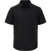 imageMens Linen Shirts Short Sleeve Button Down Shirt Casual Cuban Guayabera Lightweight Summer Beach Solid TopsBlack