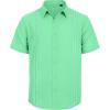 imageMens Linen Shirts Short Sleeve Button Down Shirt Casual Cuban Guayabera Lightweight Summer Beach Solid TopsBright Green
